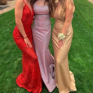 Pink metallic dress in the middle - Size 2-6 with adjustable tie up back